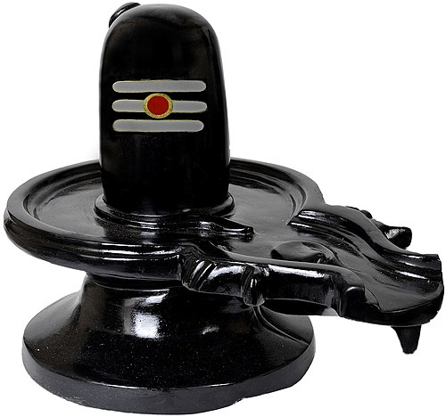 A lingam with tripundra, projected on a yoni base